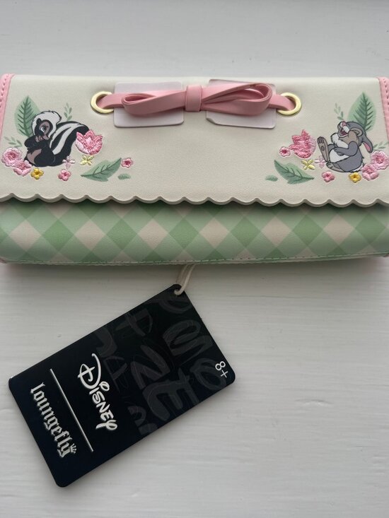 Loungefly Handbags - Disney Loungefly Cream Green Pink Bambi Flower Thumper Floral Tri Fold Wallet